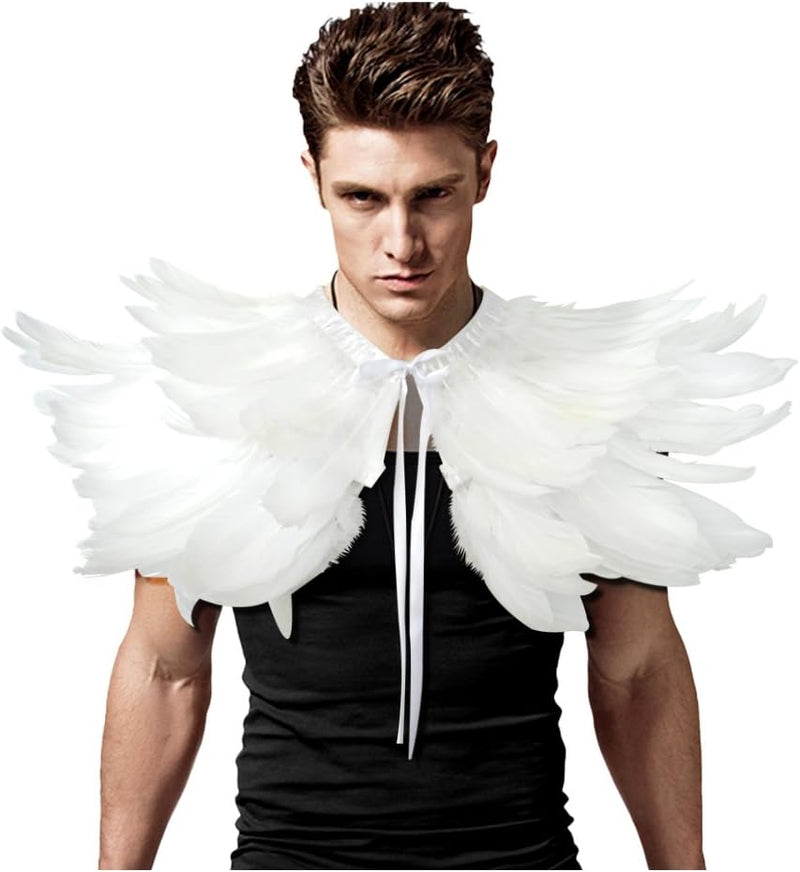 keland Gothic Feder Achselzucken Schal Poncho Halloween Party Kostüm Epauletten Fliege Krawatte Krag