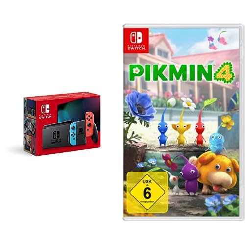 Nintendo Switch-Konsole Neon-Rot/Neon-Blau + Pikmin 4 Switch