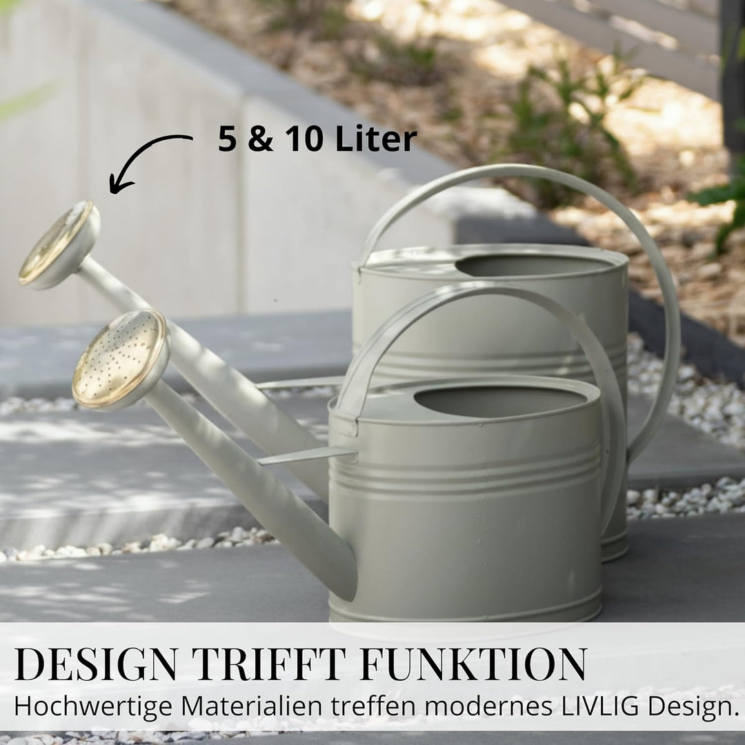 LIVLIG Giesskanne 5 Liter, Blumengiesskanne für Garten &amp; Balkon, Hochwertige Metallgiesskanne 5L aus