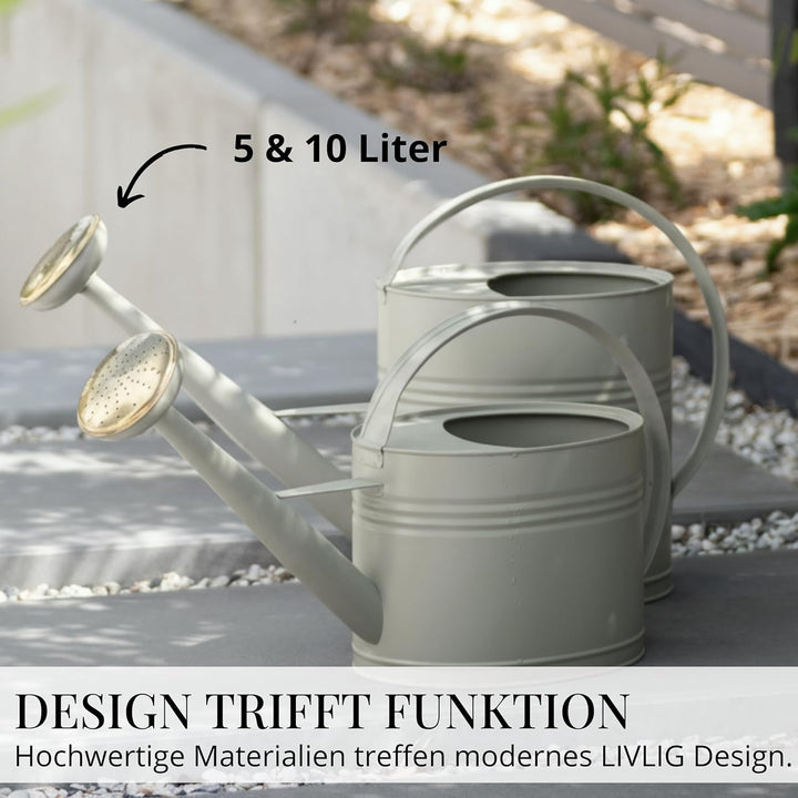 LIVLIG Giesskanne 5 Liter, Blumengiesskanne für Garten &amp; Balkon, Hochwertige Metallgiesskanne 5L aus