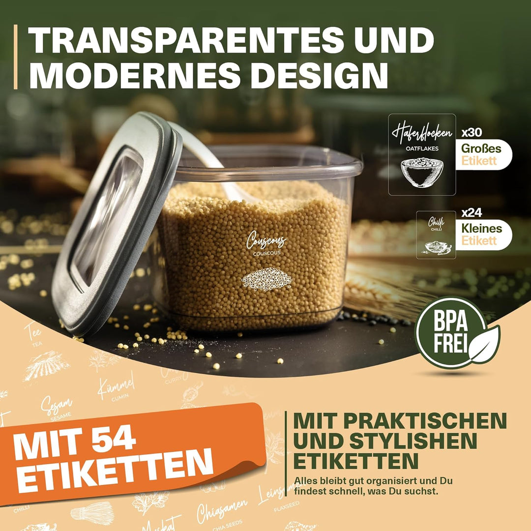 Vorratsdosen mit Deckel Luftdicht, 42er Vorratsbehälter Set BPA-Frei, Vorratsdose zur Müsli Mehl Auf