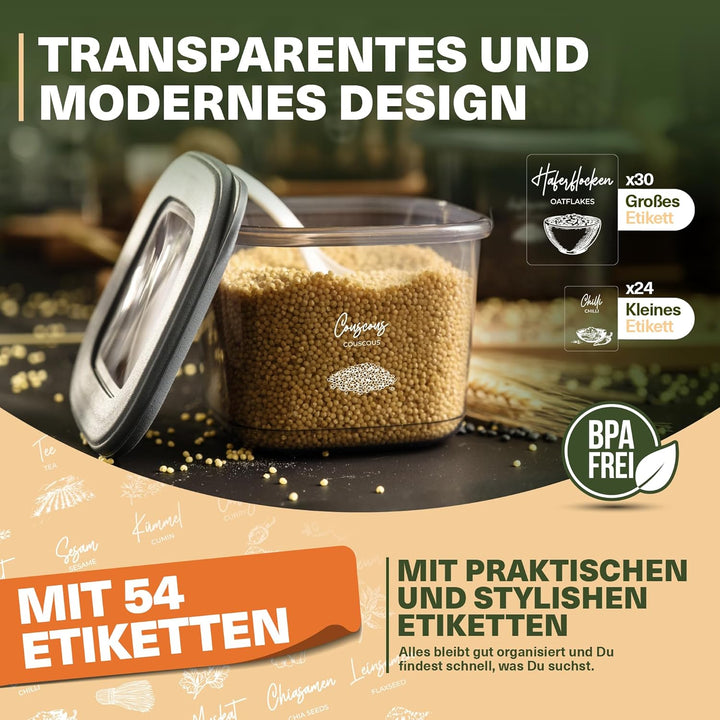 Vorratsdosen mit Deckel Luftdicht, 42er Vorratsbehälter Set BPA-Frei, Vorratsdose zur Müsli Mehl Auf
