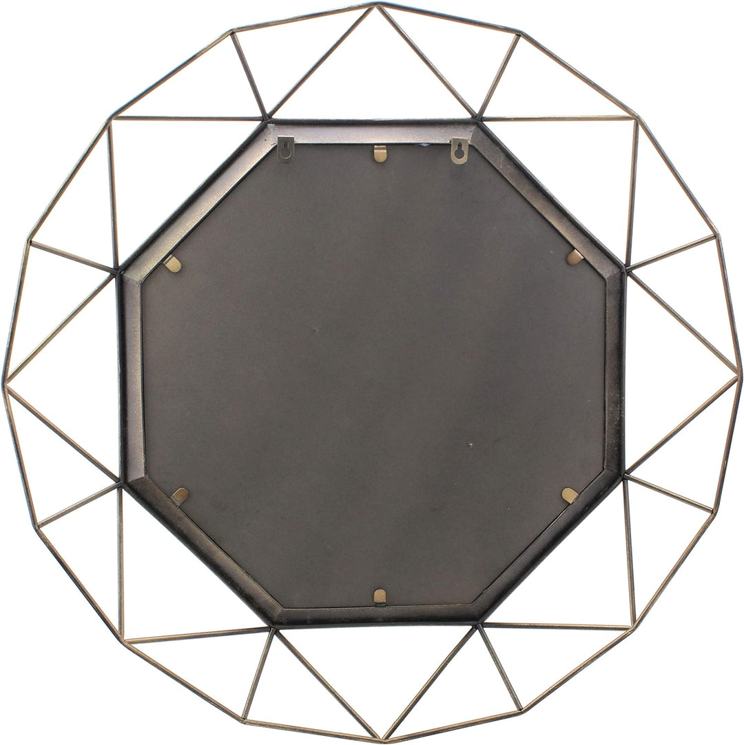 Stonebriar Decorative 28" Geometric Metal Frame Hanging Wall Mirror with Mounting Brackets, Antique
