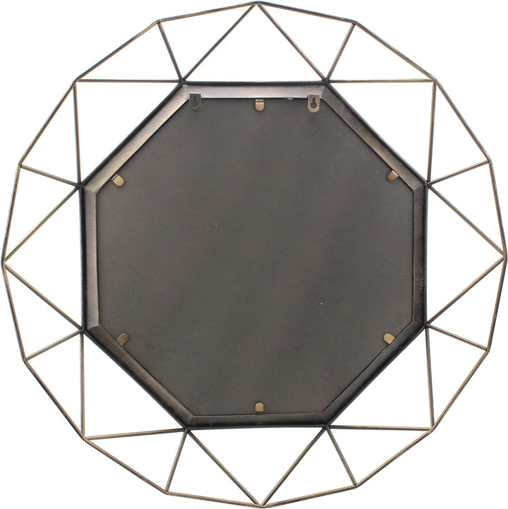 Stonebriar Decorative 28" Geometric Metal Frame Hanging Wall Mirror with Mounting Brackets, Antique