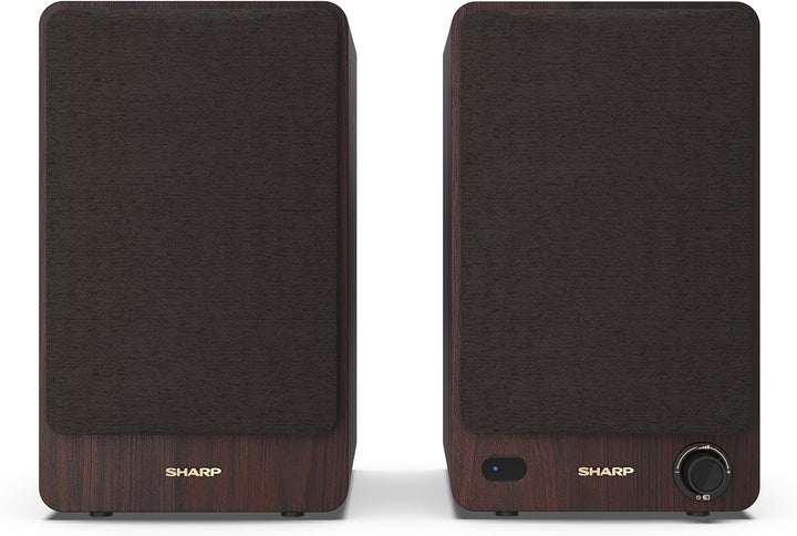 SHARP CP-SS30 2-Wege-Lautsprecher aktiv, 60 Watt (2x30 W) Holzgehäuse (Bluetooth 5.0, USB, Optisch,