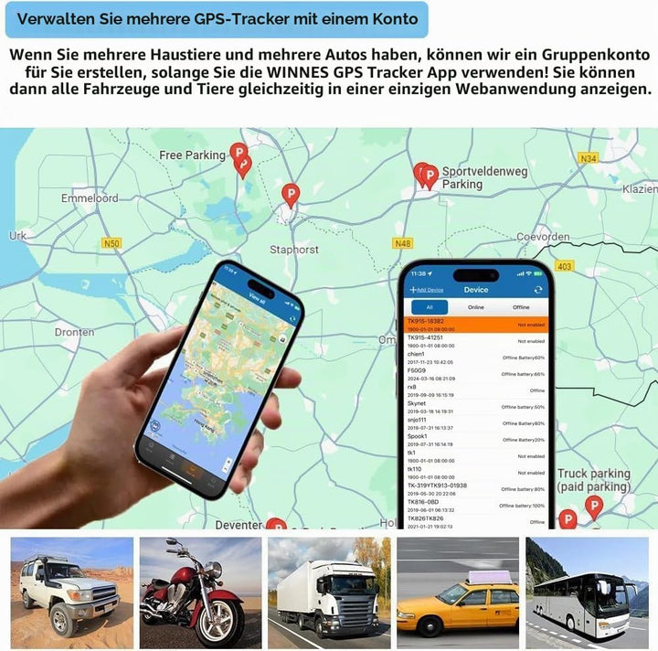 TKMARS 4G Auto GPS Tracker GPS Tracker Ohne ABO 7800mah mit Kostenloser App, Tropfenalarm TK915 4G 7