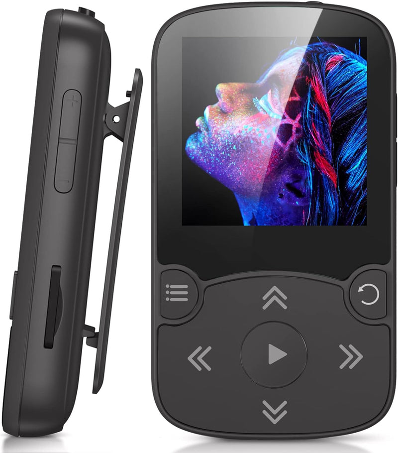 AGPTEK MP3 Player Bluetooth 5.0 Sport 32GB mit 1,5 Zoll TFT Farbbildschirm, Mini Musik Player mit Cl