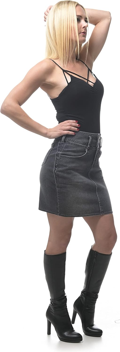ROCK-IT Apparel® Damen Jeansrock - Figurbetont hohe Taille - Jeansstoff Weich und elastisch - Gehsch
