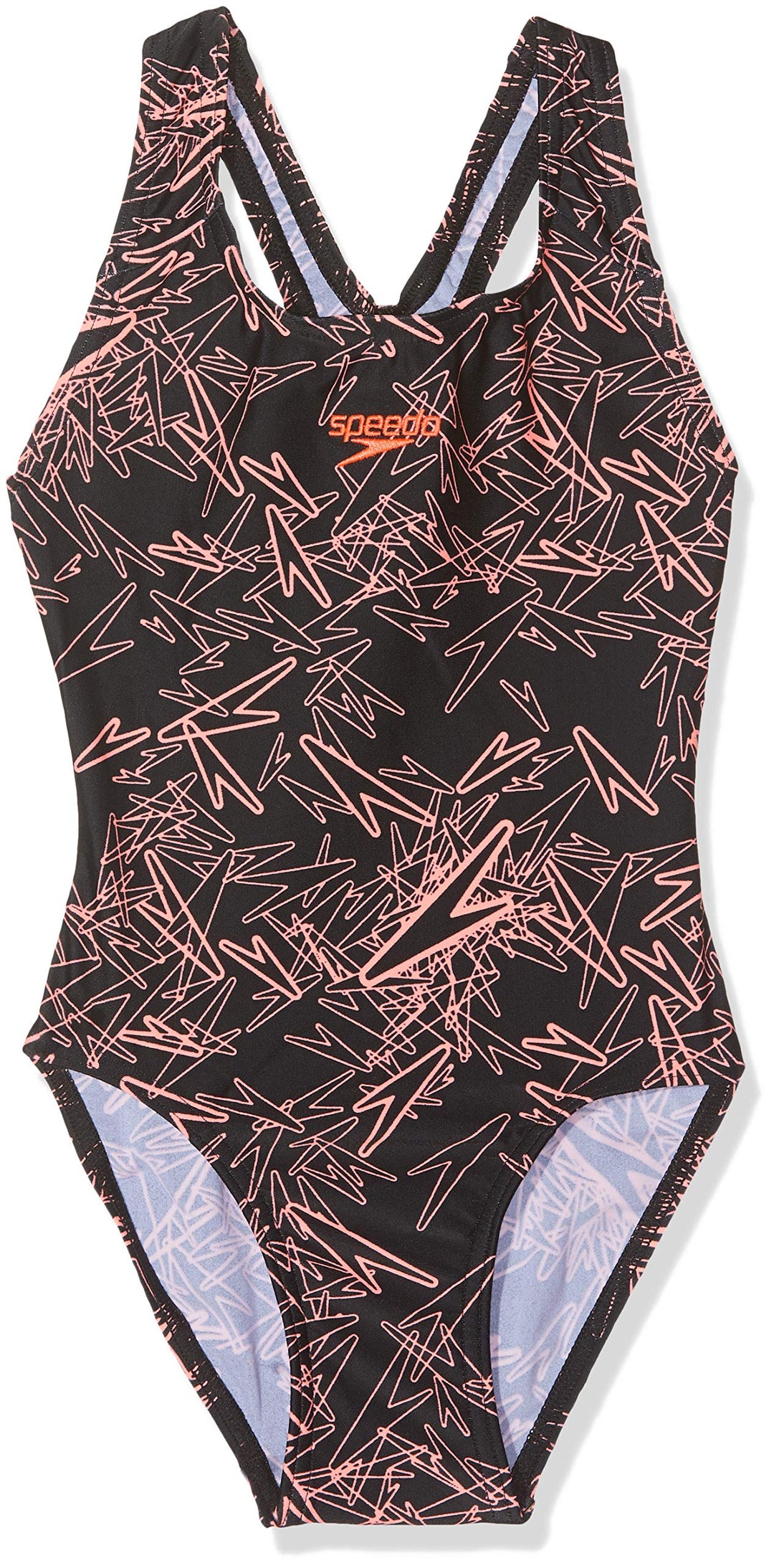 Speedo Girl's Digital Printed Swimsuit Swimsuit (Pack of 1) 116 Black/Flash, 116 Black/Flash