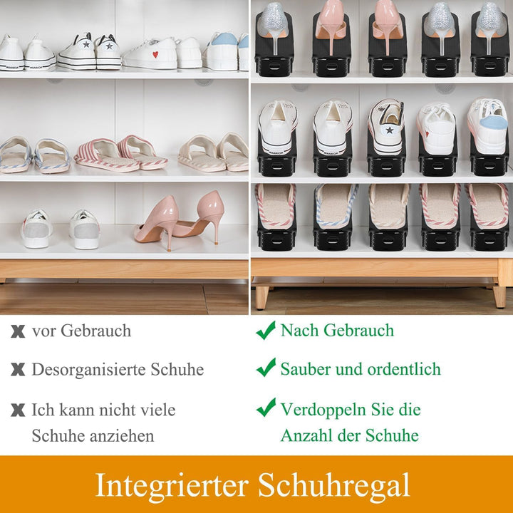 20 Stück Schuhstapler Platzsparend Schwarz Rutschfestes Schuhregal | Schuhorganizer Schuhaufbewahrun