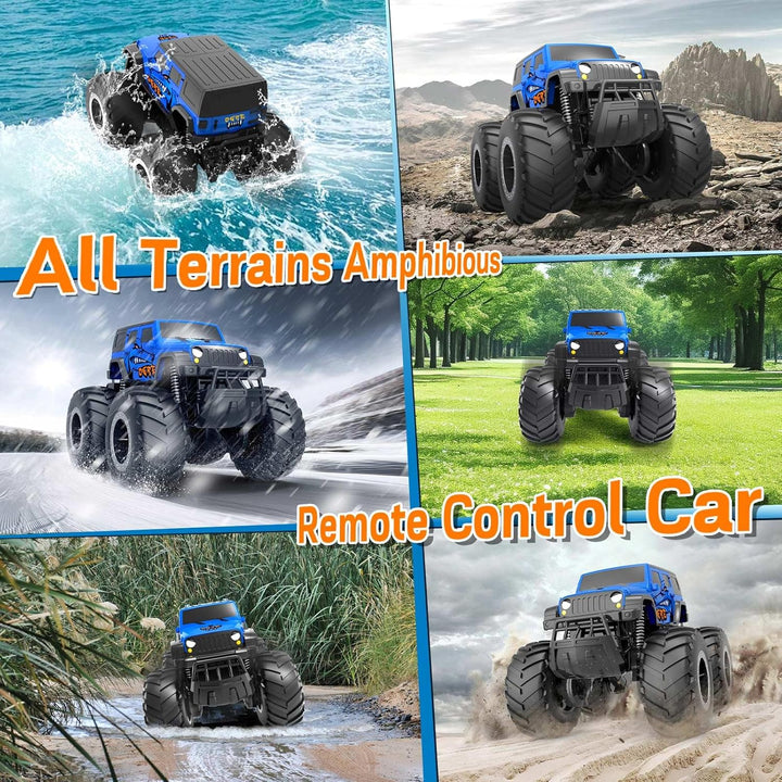 Gindoly 2,4 GHz Ferngesteuertes Spielzeugauto Monstertruck, 4WD 15+ km/h Hobby Offroad RC Auto, Wass