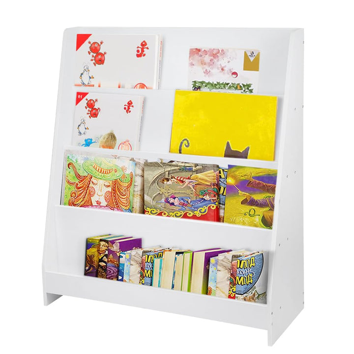 homewell Kinder Bücherregal aus Holz, 4 Fächer Bücherständer für Kinderzimmer, Bücherregal Aufbewahr
