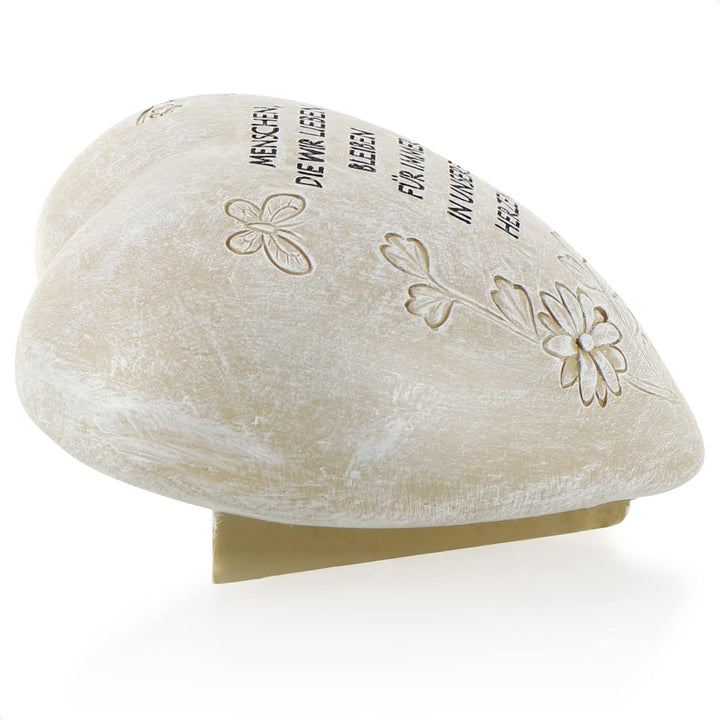 com-four® Grab-Dekoration in Herz-Form - Gedenkstein mit Aufschrift - wetterfester Grabschmuck mit S