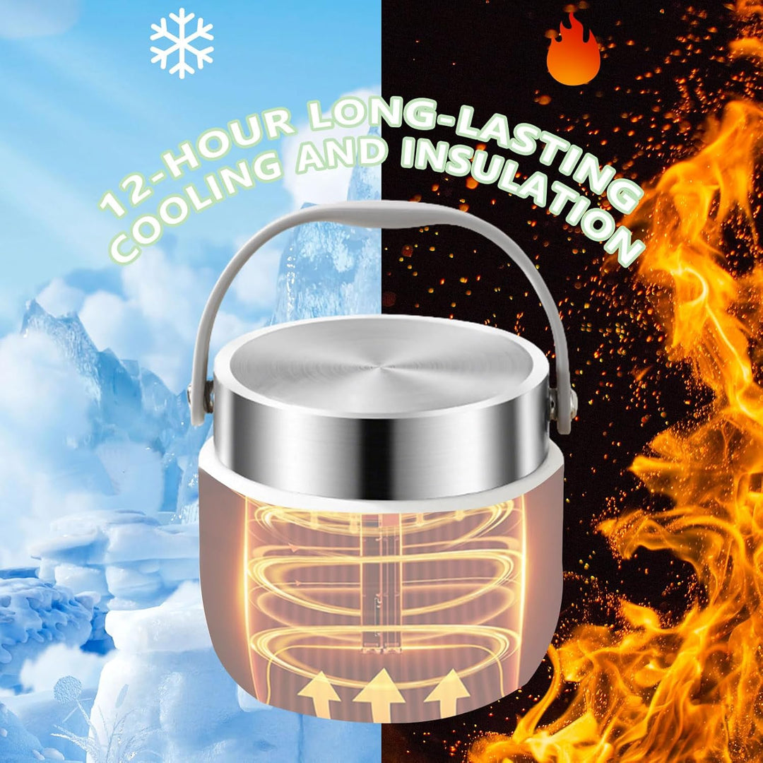1200ml Thermobehälter für warme Lebensmittel, Thermo-Essenbehälter aus Edelstahl mit Griff, Thermos