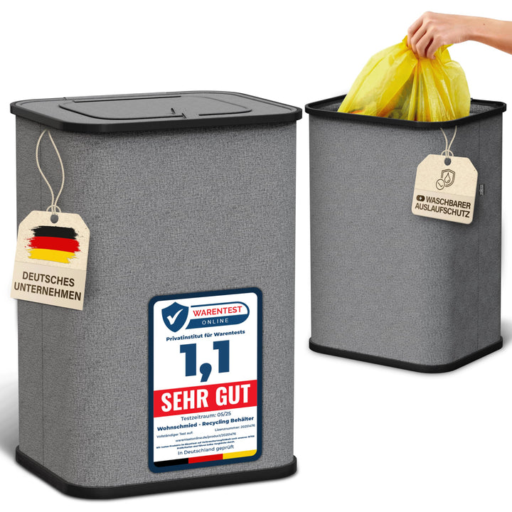 Gelber Sack Ständer | Müllsackständer inkl. waschbarer Auslaufschutz | Gelber Sack Mülleimer | Gelbe