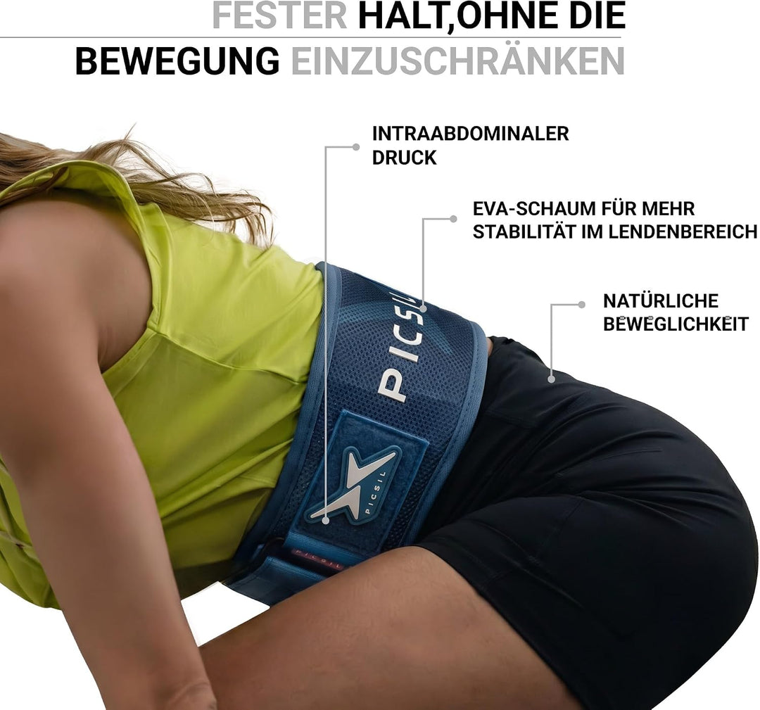 PICSIL Lumbar Belt – Lendenstützgürtel für Training mit schweren Lasten, EVA‑Schaumkern, atmungsakti