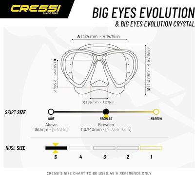 Cressi Big Eyes Evolution - Revolutionäre Erwachsene Tauchmasken Big Eyes Evolution Crystal Mask Tra