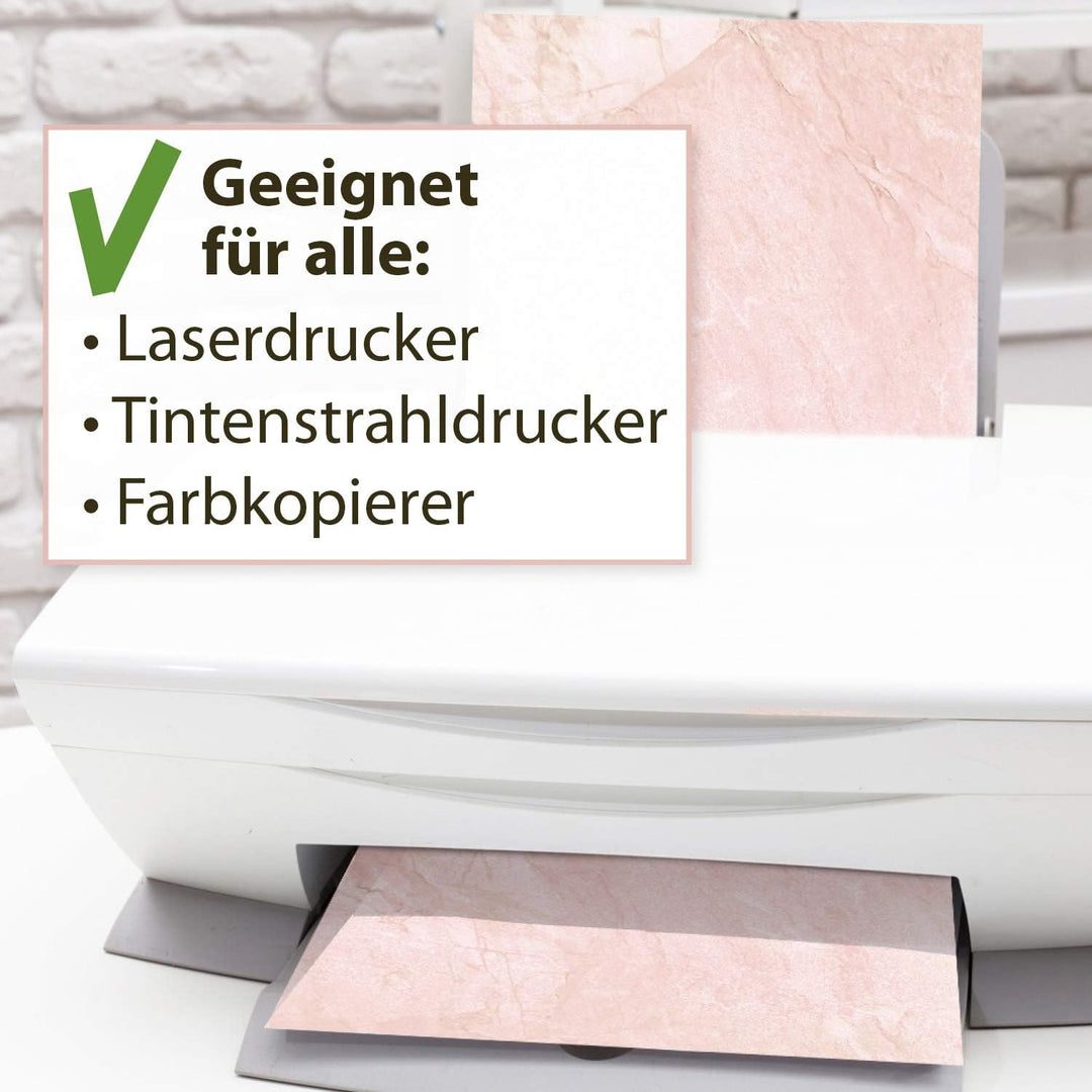 Strukturpapier Marmor Rot (250 Blatt) BEIDSEITIGES Strukturpapier, Briefbogen DIN A4 fein marmoriert