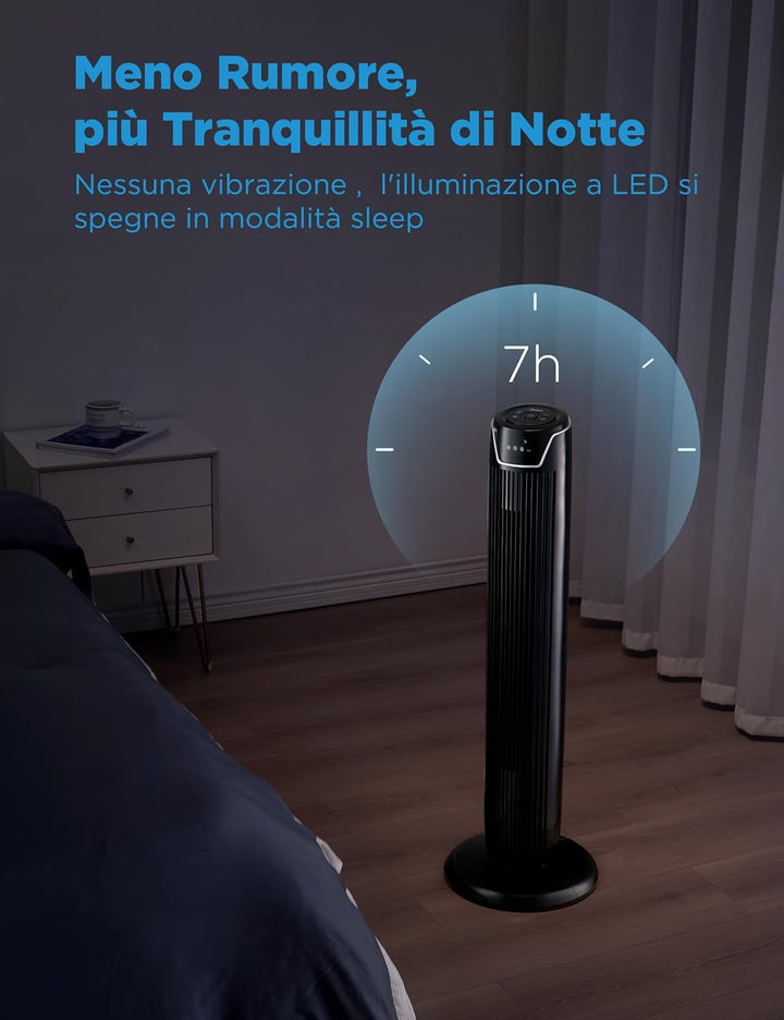 Midea FZ10-17JR Turmventilator mit Fernbedienung Timer 7 Stunden, 3 Modi, 3 Geschwindigkeiten, 45 W,