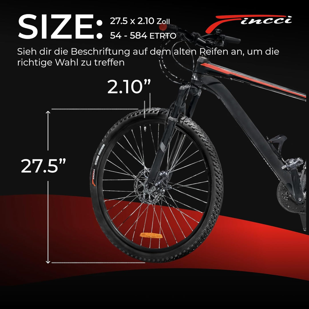 Fincci Paar 27,5 x 2.10 MTB Reifen Zoll 54-584 Fahrradmantel Faltbar Slick Reifen mit Schrader Schla
