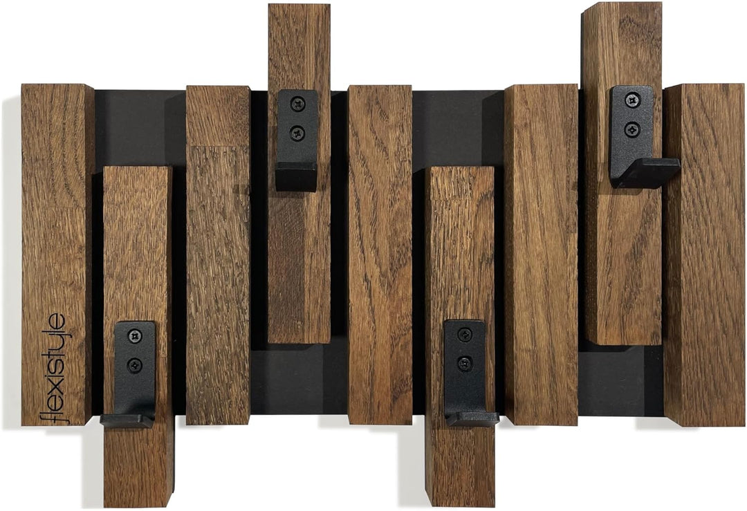 FLEXISTYLE Kleiderhaken Wand Wandgarderobe Flurgarderobe Garderobe Flur Holz Eiche design Lamellen p