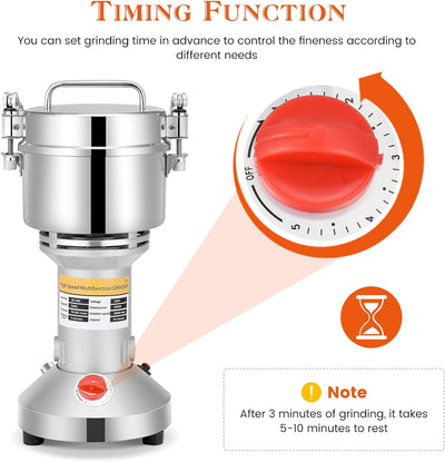 Getreidemühle Elektrisch, Aomdom 500g Getreidemühle Edelstahl Mühle Elektrisch 28000rpm Starker Moto