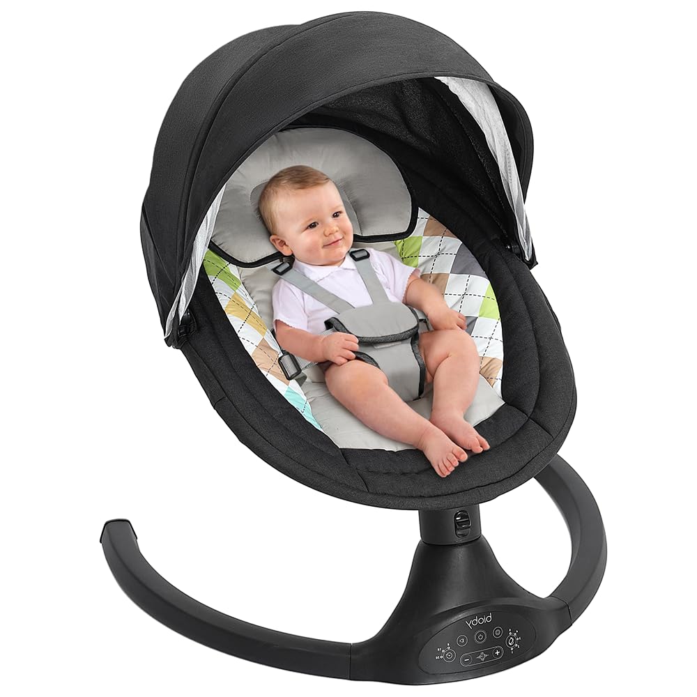 Bioby Elektrische Babywippe | Babyschaukel mit 5-Punkt-Gurt & 5 Schaukelmodi, Leicht & Sicher Wippe