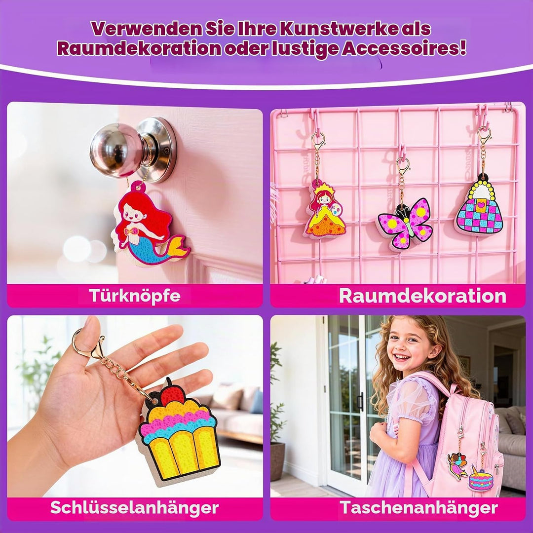 JoyCat 3D Kunst-Set, Prinzessinnen &amp; Einhörner Magic Puffy Paint Kit, Bastelset Kinder 4 5 6 7 8 9 1