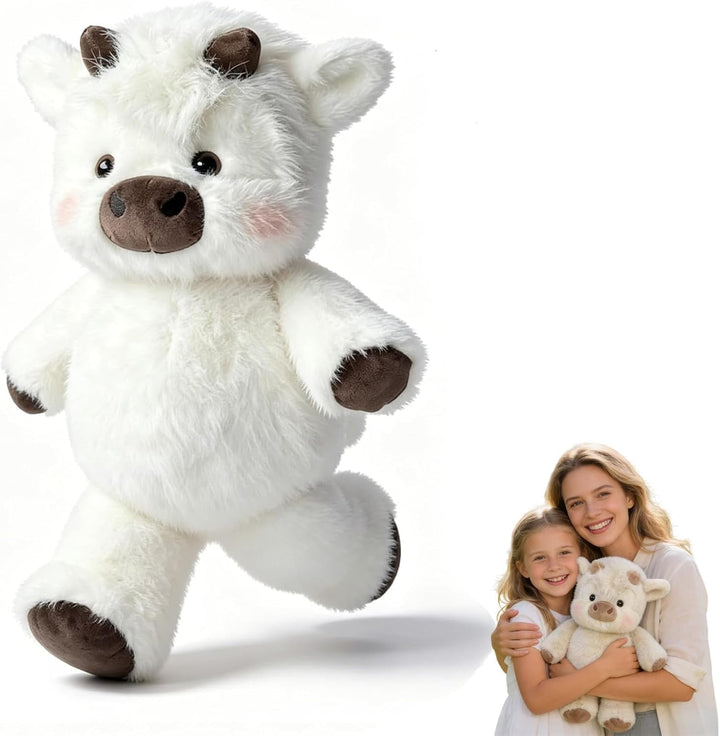 Laufendes Kuh Plüschtier. 45cm Weiches Kuscheltier mit beweglichen Pfoten, Anti-Stress Spielzeug, Ca
