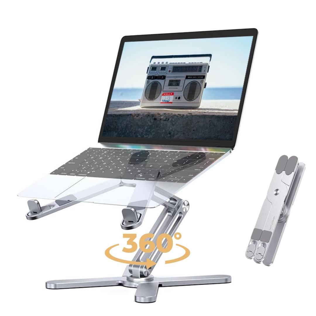 Laptopständer Mit 360° Drehbarer Basis, Höhenverstellbarer Laptopständer, Ergonomischer Faltbarer La