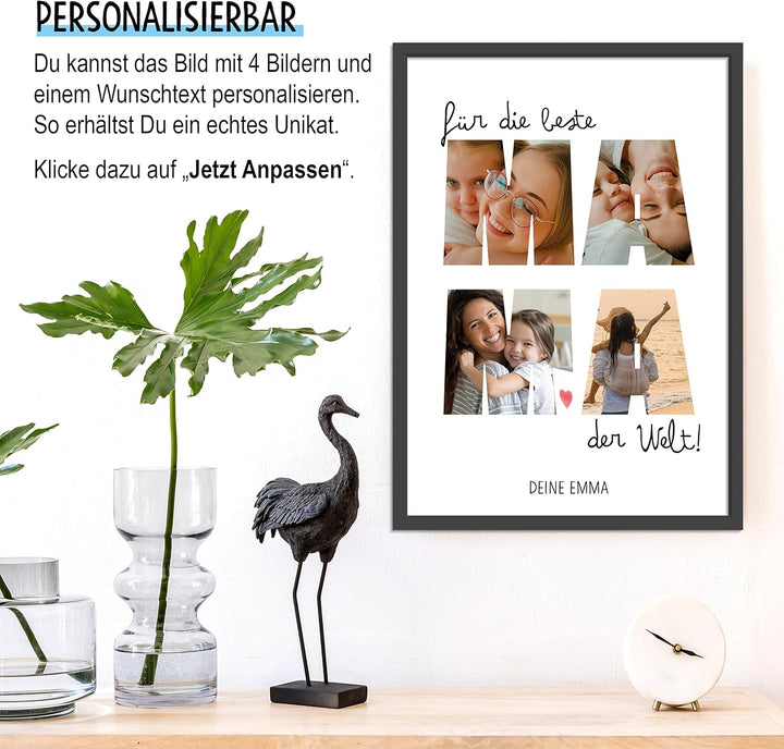 OWLBOOK® Bild mit 4 Fotos & Spruch selbst gestalten | Foto Collage mit eigenem Bild & Text | Geschen