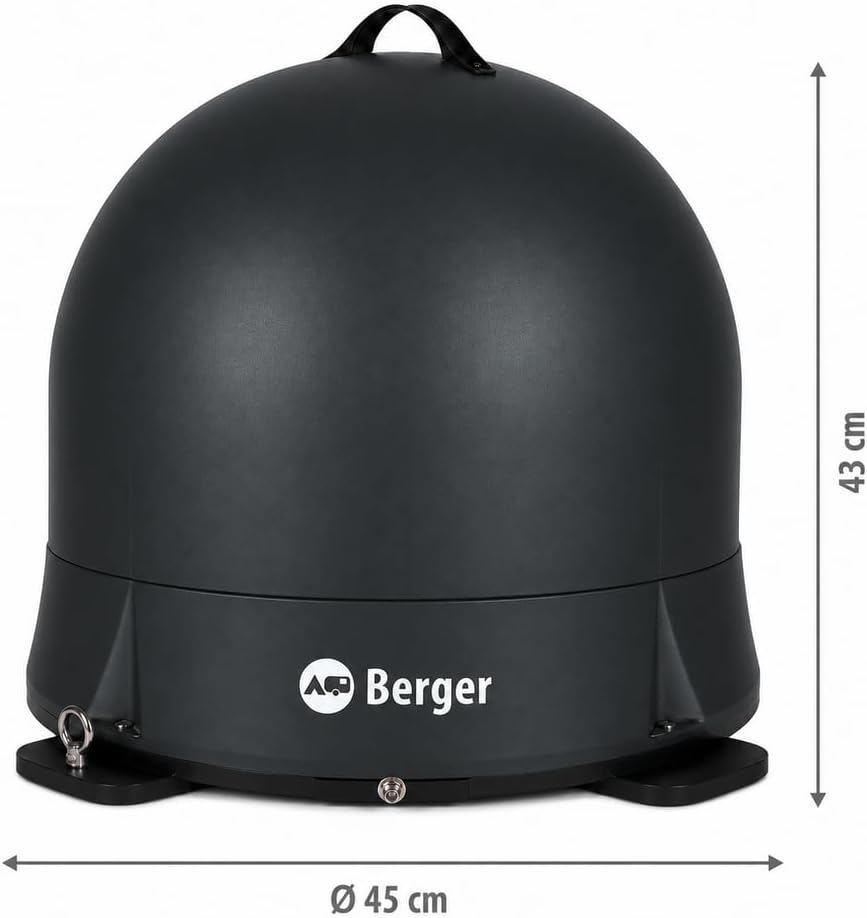 BERGER Move 4.0 Mobile Sat-Antenne | Vollautomatische Satellitenantenne für Camping graphit, graphit