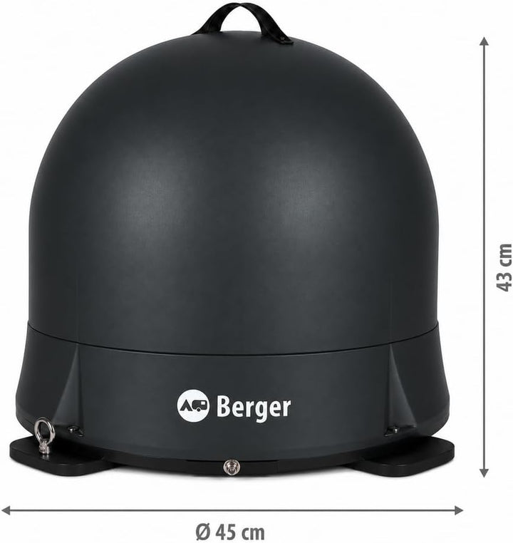 BERGER Move 4.0 Mobile Sat-Antenne | Vollautomatische Satellitenantenne für Camping graphit, graphit