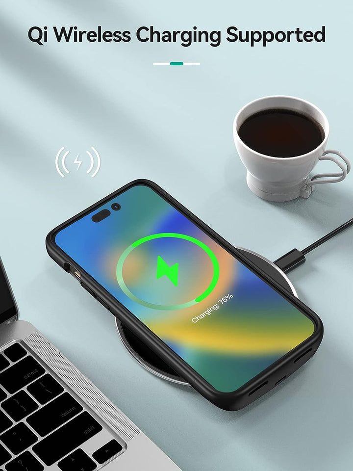 NEWDERY Akkuhülle für iPhone 14 & 14 Pro 10000 mAh Qi Wireless Charging Case, Sync-Daten unterstützt
