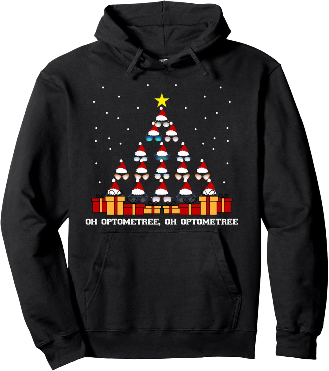 Oh Optometree Xmas Tree Lights Santa Sunglasses Optometrists Pullover Hoodie
