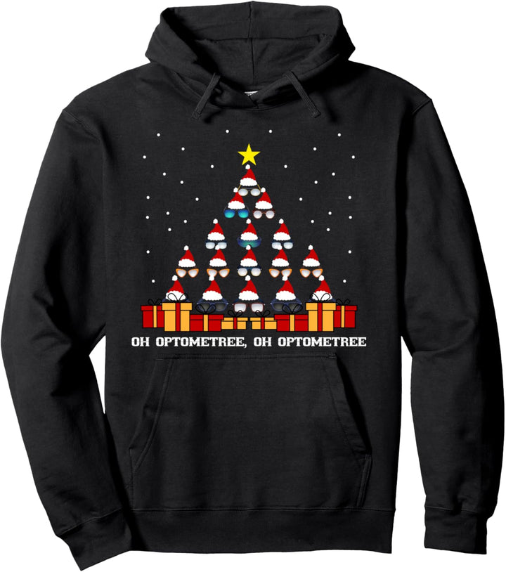 Oh Optometree Xmas Tree Lights Santa Sunglasses Optometrists Pullover Hoodie