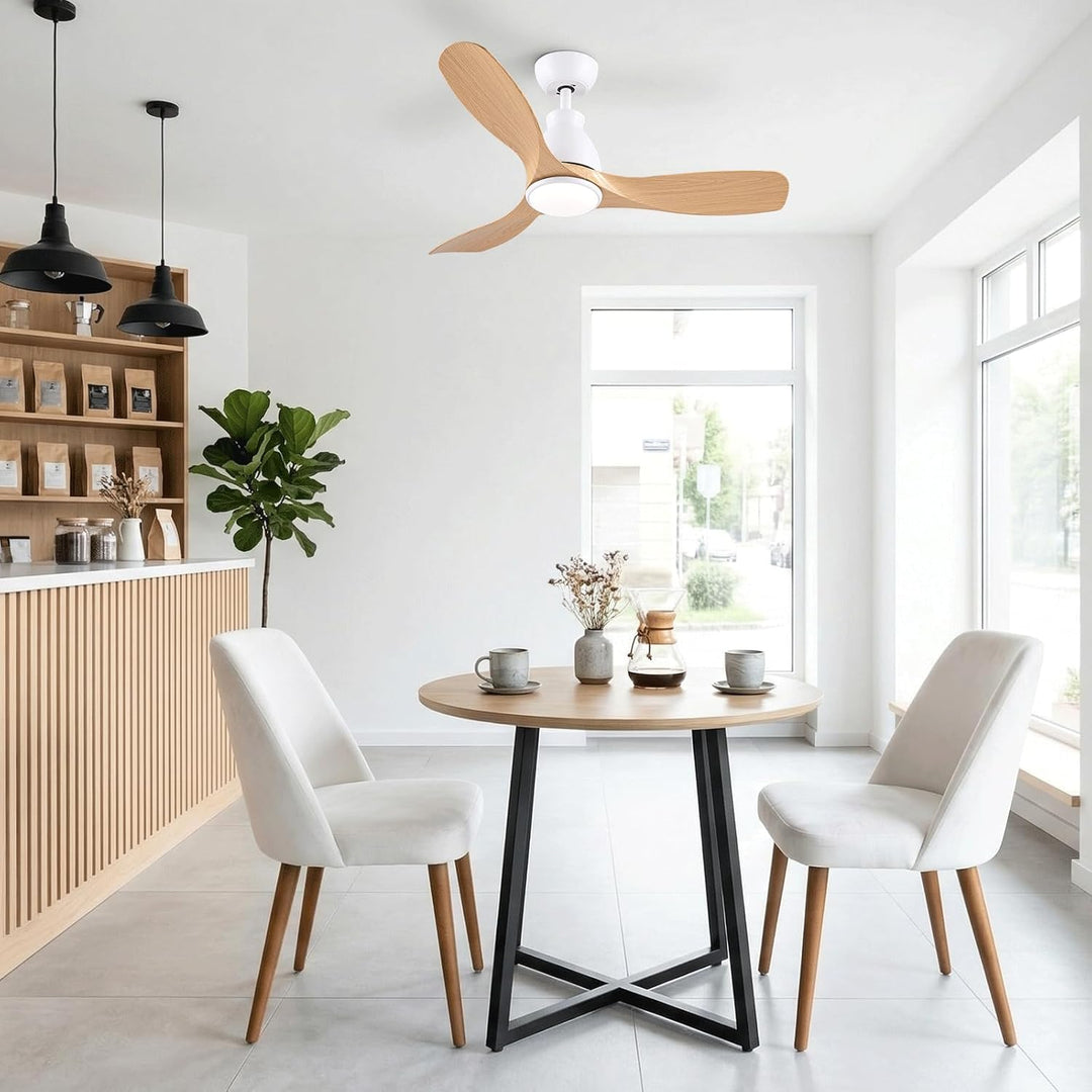 Newday Deckenventilatoren Holzfarbe, 106cm Deckenventilator mit Beleuchtung und Frnbedienung Leise,