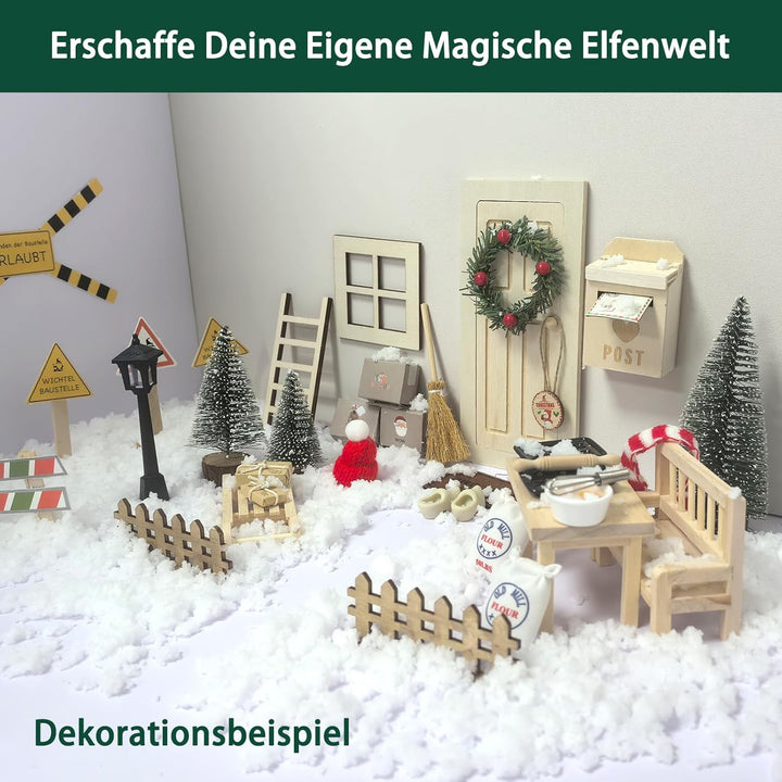 Wichteltür Set, 48 Stück Wichteltür Zubehör Weihnachten Komplettset, Wichtel Zubehör Baustelle Set i