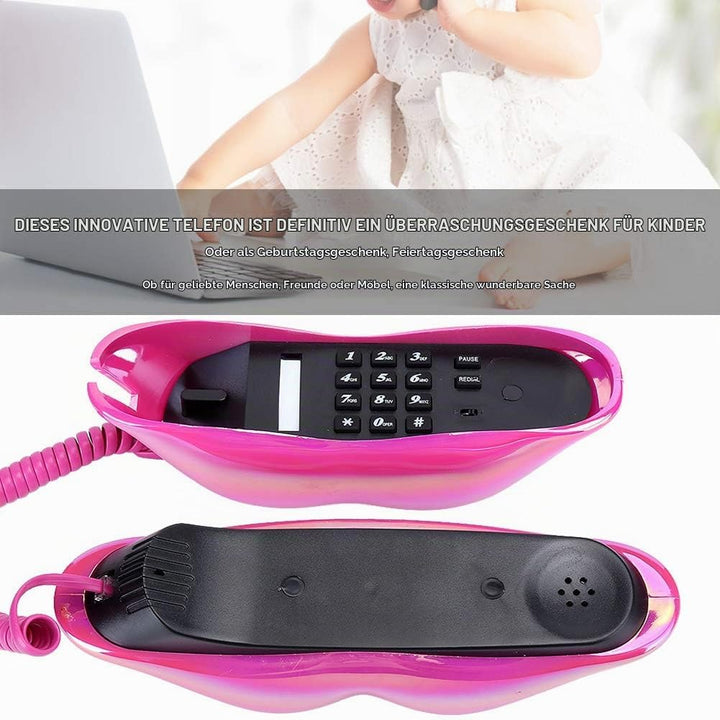VBESTLIFE Schnurgebundenes Telefon, mundförmiges Lippen-Telefon Desktop-Festnetztelefon mit klarem T
