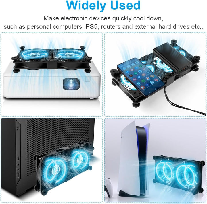ELZO 2 in 1 Dual USB Lüfter 120mm 5V, Doppelt USB Ventilator 120mm PC Computer Lüfter mit 3 Einstell