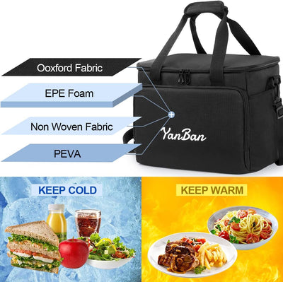 WuYan 30 l grosse Kühltasche, isolierte Lunchpaket-Picknicktasche für Familien-Picknick im Freien, G