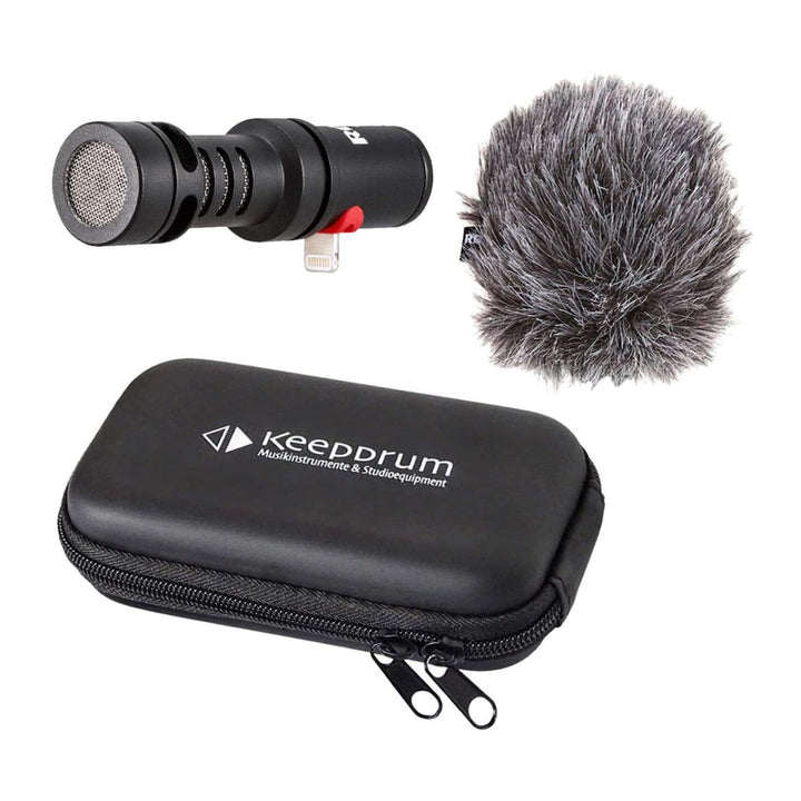 Rode VMML Videomic Me-L Mikrofon für iPhone iOS + keepdrum Soft-Case ME-L Mit Transport-Tasche, ME-L
