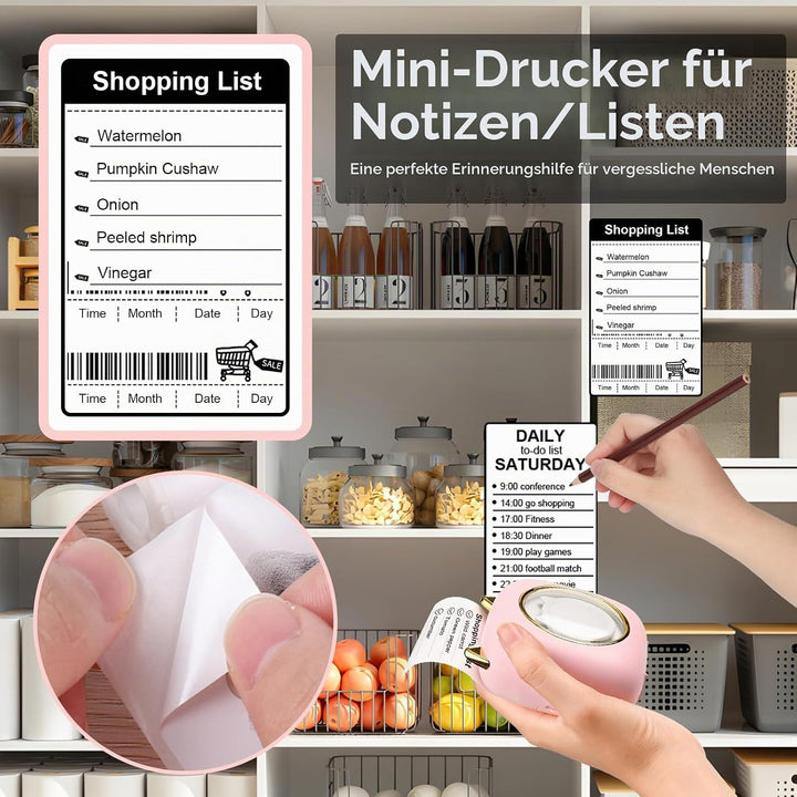 GuKKK Mini Drucker, Mobiler Fotodrucker, Tragbarer 7 Farben LED, Wireless Thermodrucker, 10 Rollen D