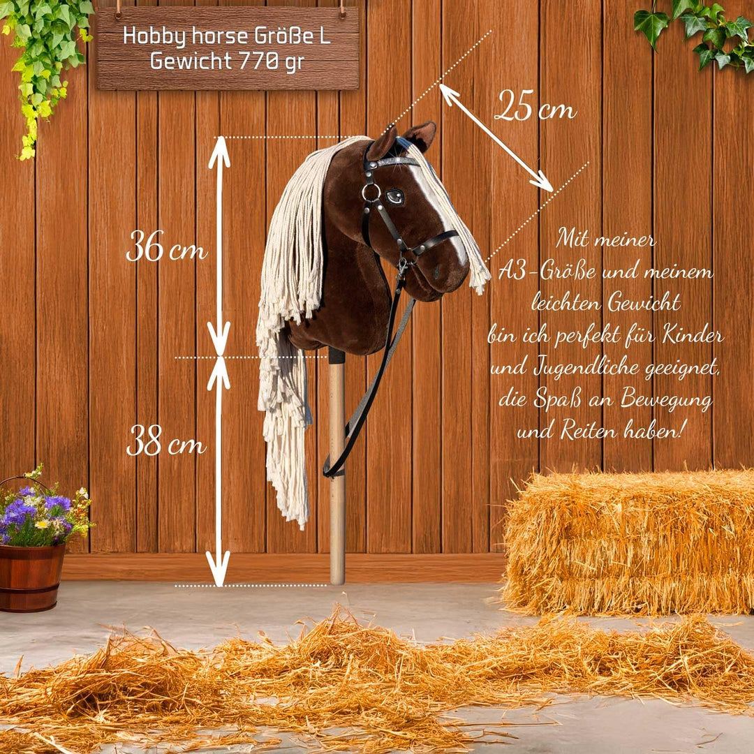 Hobby Horse A3 Sunny Dream – dunkles Alezan-Pferd mit gewaschenem Rosshaar – komplettes Netz mit gli