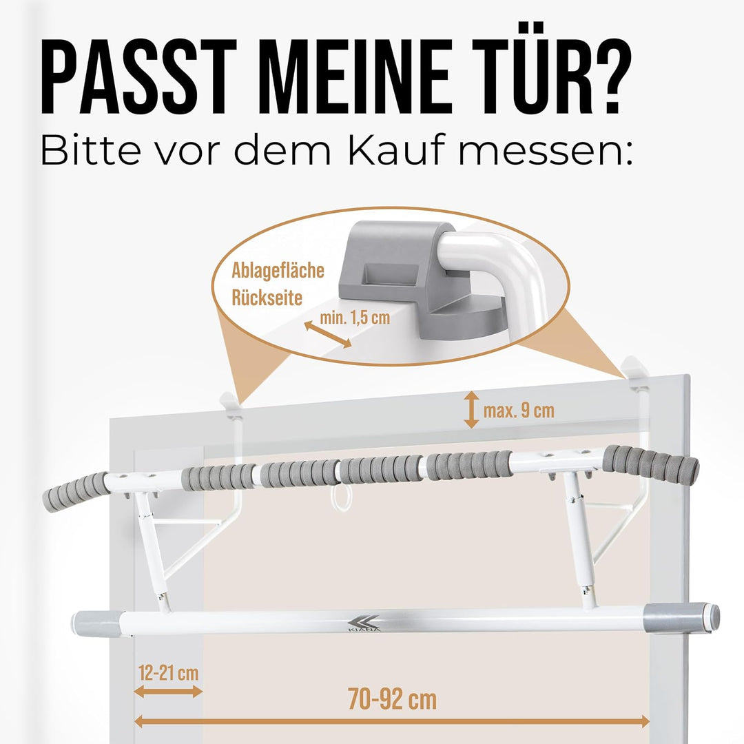 KIANA Sports Klimmzugstange für Türrahmen ohne Bohren & ohne Schrauben | Pull Up Bar Tür bis 150kg |