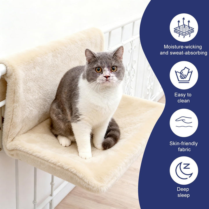 Katzenbett Heizun, Heizkörperbett für Katzenmit weichem Plüsch, Katzenheizungsliege Katzenhängematte