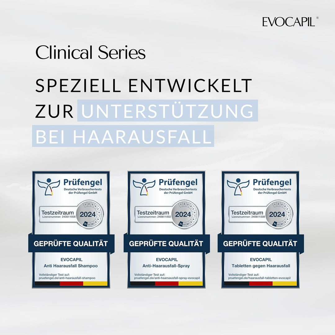 Evocapil Plus 3-Monatige Anti-Haarausfall-Behandlung – x3 Shampoo, x3 Spray & x3 Vitamine – Mit Proc