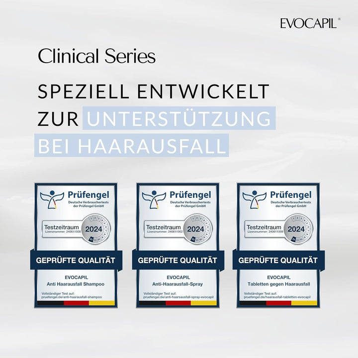 Evocapil Plus 3-Monatige Anti-Haarausfall-Behandlung – x3 Shampoo, x3 Spray & x3 Vitamine – Mit Proc
