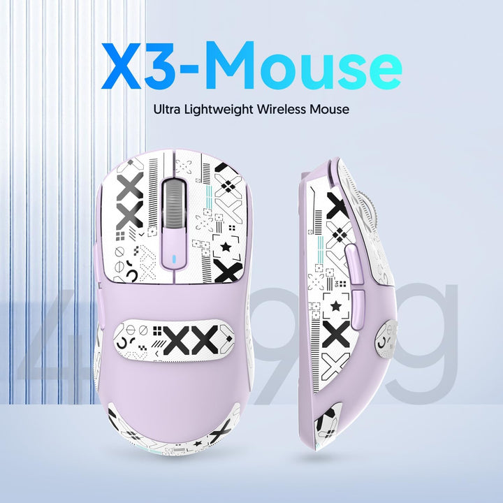 ATTACK SHARK X3 49g Superlight Maus mit Klebeband, PixArt PAW3395 Gaming-Sensor, BT/2,4G Kabellose/K