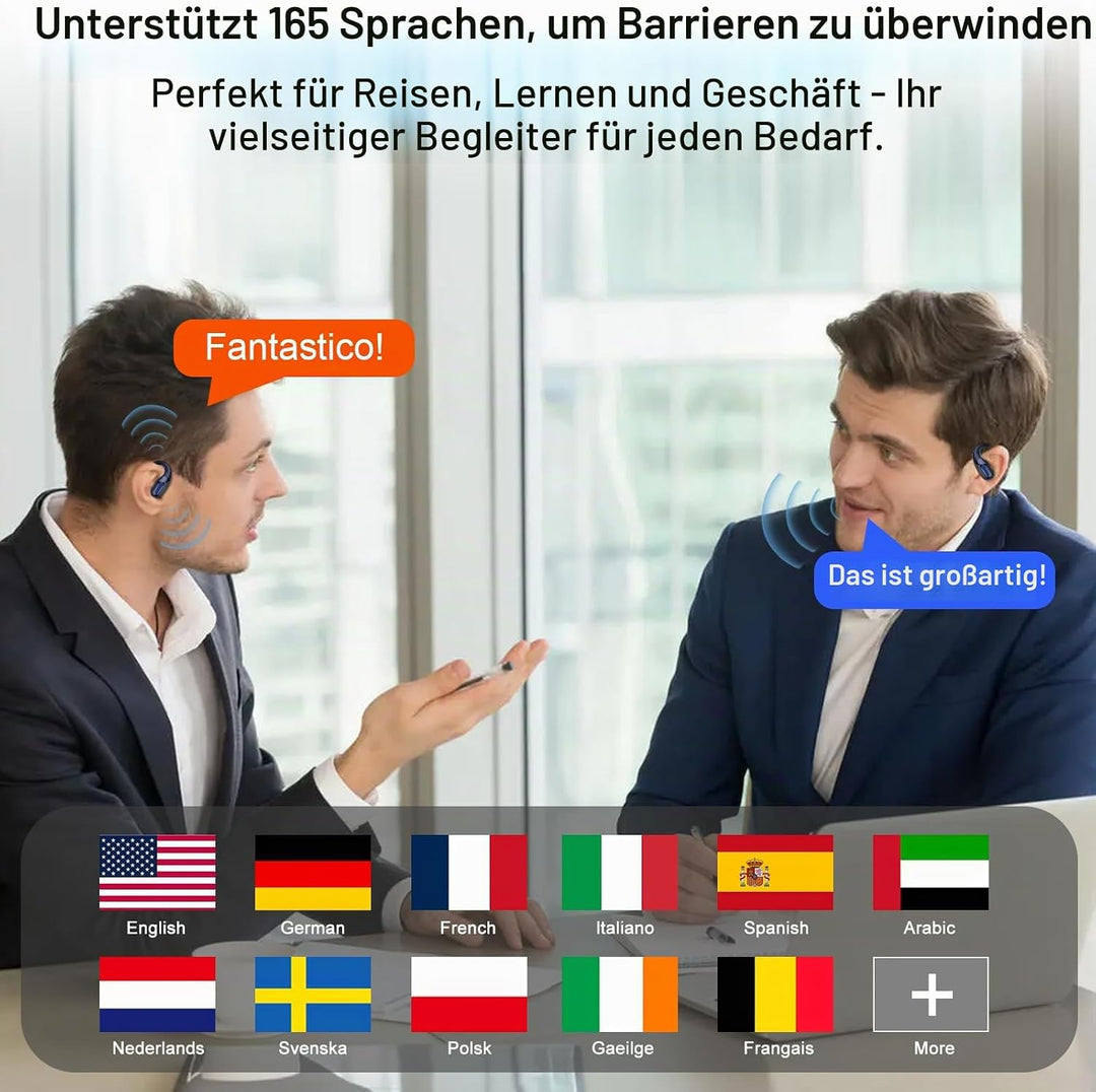 KI Übersetzer Kopfhörer, 3-in-1 Echtzeit Sprachübersetzer Kopfhörer mit ENC und App, 45 Std Übersetz